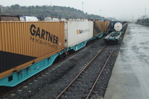 821 - Turkrail train with Sggmrs wagons